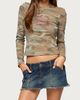 Edikted Edikted 80'S Edikted Long Sleeve Rhinestone Top in Olive, Women's at Urban Outfitters - 4