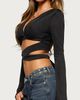 Edikted Edikted Akari Long Sleeve Wrap Top in Black, Women's at Urban Outfitters - 3