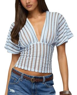 Edikted Edikted Alwyn Flutter Crochet Zigzag Top
