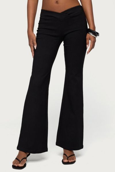 Edikted Edikted Alyce Crossover Flared Pants in Black, Women's at Urban Outfitters