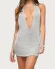 Edikted Edikted Annikka Backless Metallic Knit Mini Dress in Silver, Women's at Urban Outfitters - 1