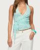Edikted Edikted Aquarelle Striped Wrap Halter Top in Aqua, Women's at Urban Outfitters - 4