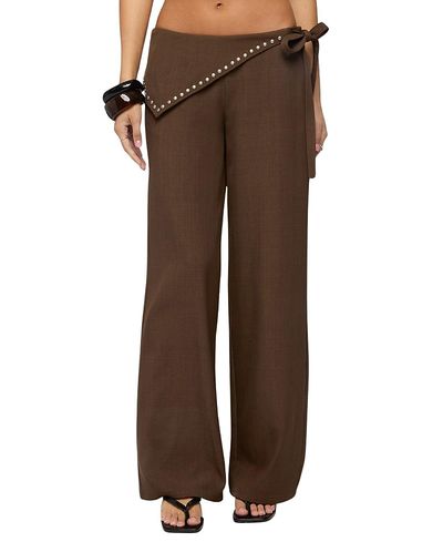 Edikted Edikted Avery Studded Foldover Straight Leg Pants