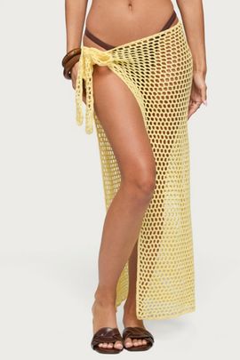 Edikted Edikted Avigail Crochet Maxi Sarong in Yellow, Women's at Urban Outfitters