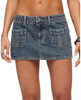 Edikted Edikted Ayala Washed Denim Micro Skort