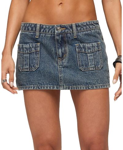 Edikted Edikted Ayala Washed Denim Micro Skort