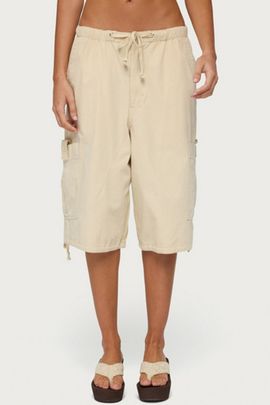 Edikted Edikted Azul Oversized Cargo Bermuda Shorts in Beige, Women's at Urban Outfitters