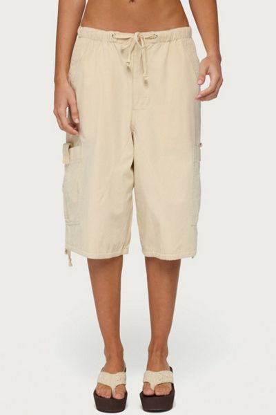Edikted Edikted Azul Oversized Cargo Bermuda Shorts in Beige, Women's at Urban Outfitters