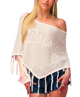 Edikted Edikted Barbie Fringe Knit Poncho