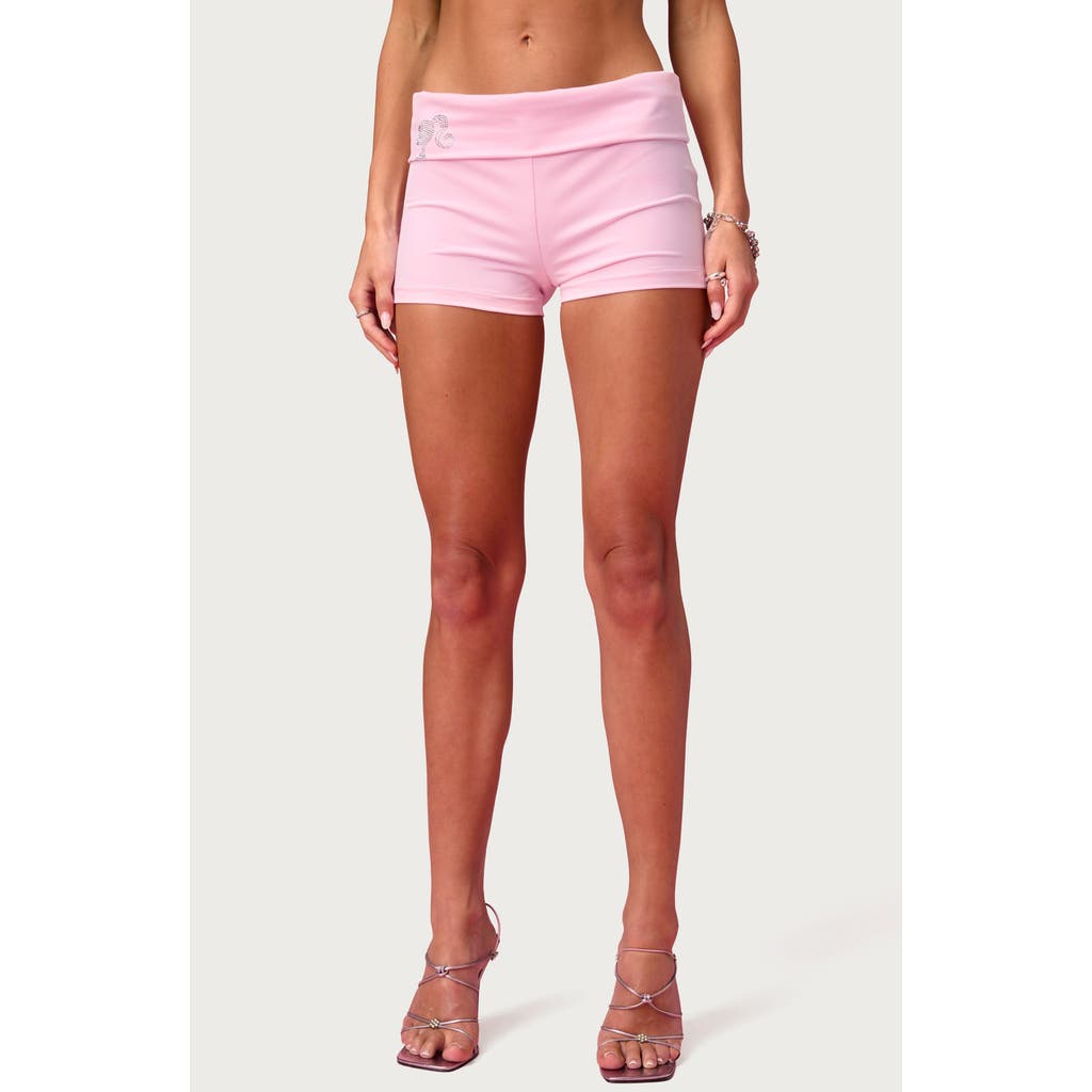 EDIKTED EDIKTED Barbie Rhinestone Foldover Shorts