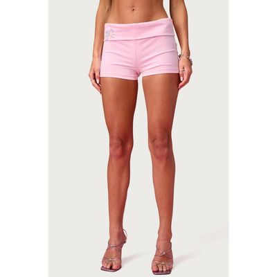 EDIKTED EDIKTED Barbie Rhinestone Foldover Shorts