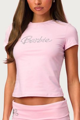 Edikted Edikted Barbie Rhinestone T Shirt Top in Light/Pink, Women's at Urban Outfitters