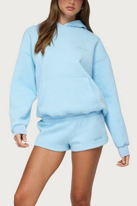 Edikted Edikted Basic Girl Low Rise Sweat Shorts in Light/Blue, Women's at Urban Outfitters