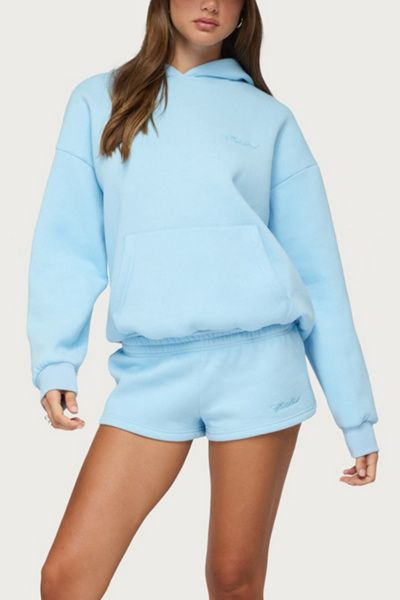 Edikted Edikted Basic Girl Low Rise Sweat Shorts in Light/Blue, Women's at Urban Outfitters
