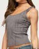 Edikted Edikted Beaded Fringe Ribbed Tank Top in Dark/Gray, Women's at Urban Outfitters - 3