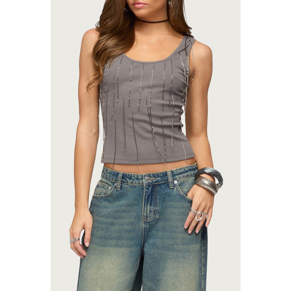 EDIKTED EDIKTED Beaded Fringe Tank