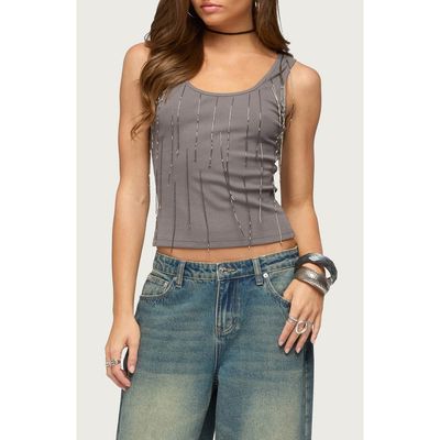EDIKTED EDIKTED Beaded Fringe Tank
