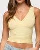 Edikted Edikted Beah Ribbed Knit V Neck Top in Light/Yellow, Women's at Urban Outfitters - 1