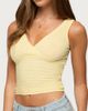 Edikted Edikted Beah Ribbed Knit V Neck Top in Light/Yellow, Women's at Urban Outfitters - 3