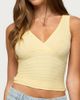 Edikted Edikted Beah Ribbed Knit V Neck Top in Light/Yellow, Women's at Urban Outfitters - 5