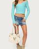 Edikted Edikted Bealey Off Shoulder Ribbed Wrap Sweater in Turquoise, Women's at Urban Outfitters - 2