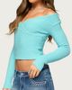 Edikted Edikted Bealey Off Shoulder Ribbed Wrap Sweater in Turquoise, Women's at Urban Outfitters - 3