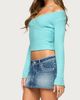 Edikted Edikted Bealey Off Shoulder Ribbed Wrap Sweater in Turquoise, Women's at Urban Outfitters - 4