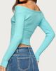 Edikted Edikted Bealey Off Shoulder Ribbed Wrap Sweater in Turquoise, Women's at Urban Outfitters - 5