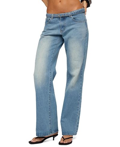 Edikted Edikted Belted Low Rise Straight Leg Jeans