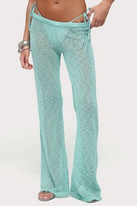 Edikted Edikted Bena Textured Knit Flared Pants in Turquoise, Women's at Urban Outfitters