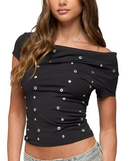 Edikted Edikted Bijou Metal Snap Cowl Neck Top