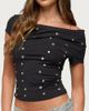 Edikted Edikted Bijou Metal Snap Cowl Neck Top in Black, Women's at Urban Outfitters - 1