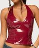 Edikted Edikted Birch Vinyl Halter Top in Burgundy, Women's at Urban Outfitters - 1
