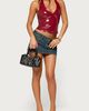 Edikted Edikted Birch Vinyl Halter Top in Burgundy, Women's at Urban Outfitters - 2
