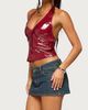 Edikted Edikted Birch Vinyl Halter Top in Burgundy, Women's at Urban Outfitters - 4