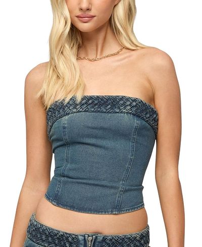 Edikted Edikted Braidey Strapless Denim Top