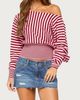 Edikted Edikted Brida Striped Off Shoulder Sweater in Burgundy/And/Pink, Women's at Urban Outfitters - 4