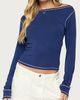Edikted Edikted Brooklynn Boat Neck Long Sleeve Top in Navy, Women's at Urban Outfitters - 1