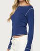 Edikted Edikted Brooklynn Boat Neck Long Sleeve Top in Navy, Women's at Urban Outfitters - 3