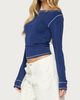 Edikted Edikted Brooklynn Boat Neck Long Sleeve Top in Navy, Women's at Urban Outfitters - 4