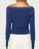 Edikted Edikted Brooklynn Boat Neck Long Sleeve Top in Navy, Women's at Urban Outfitters - 5