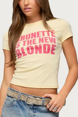 Edikted Edikted Brunette T Shirt Top in Light/Yellow, Women's at Urban Outfitters
