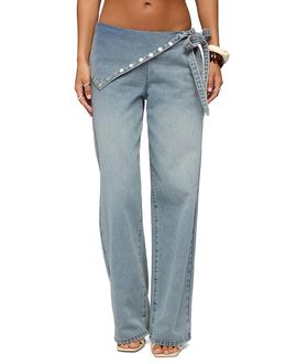 Edikted Edikted Button Foldover Low Rise Baggy Jeans
