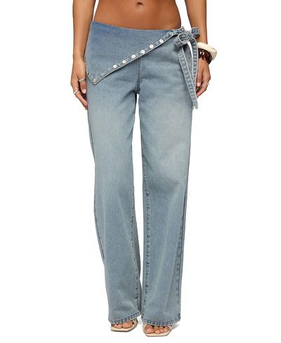 Edikted Edikted Button Foldover Low Rise Baggy Jeans