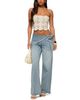 Edikted Edikted Button Foldover Low Rise Baggy Jeans - 5