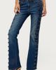 Edikted Edikted Button Loop Low Rise Bootcut Jeans in Blue/Washed, Women's at Urban Outfitters - 1