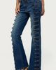 Edikted Edikted Button Loop Low Rise Bootcut Jeans in Blue/Washed, Women's at Urban Outfitters - 3
