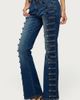 Edikted Edikted Button Loop Low Rise Bootcut Jeans in Blue/Washed, Women's at Urban Outfitters - 4