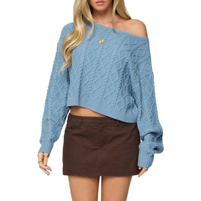 EDIKTED EDIKTED Cable Off the Shoulder Sweater