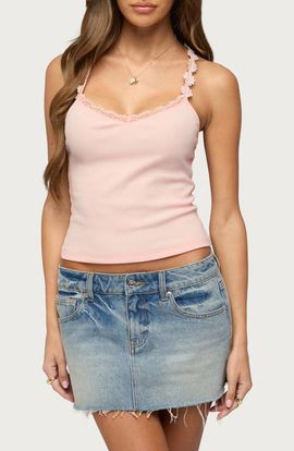 EDIKTED EDIKTED Caila Flower Strap Rib Tank